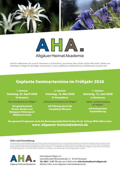 Frühjahrsprogramm der Allgäuer Heimat Akademie
